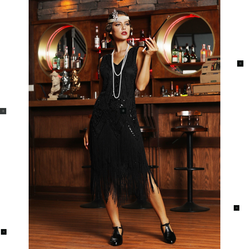 Great Gatsby Dress 1920s Flapper Prom Tassel Hem Dress-封面