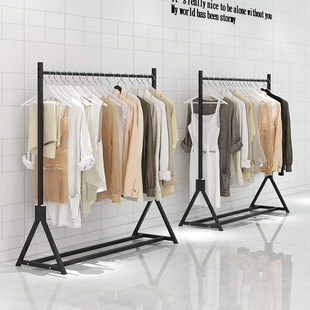 -Clothing store display rack floor hangers仿木色挂衣架