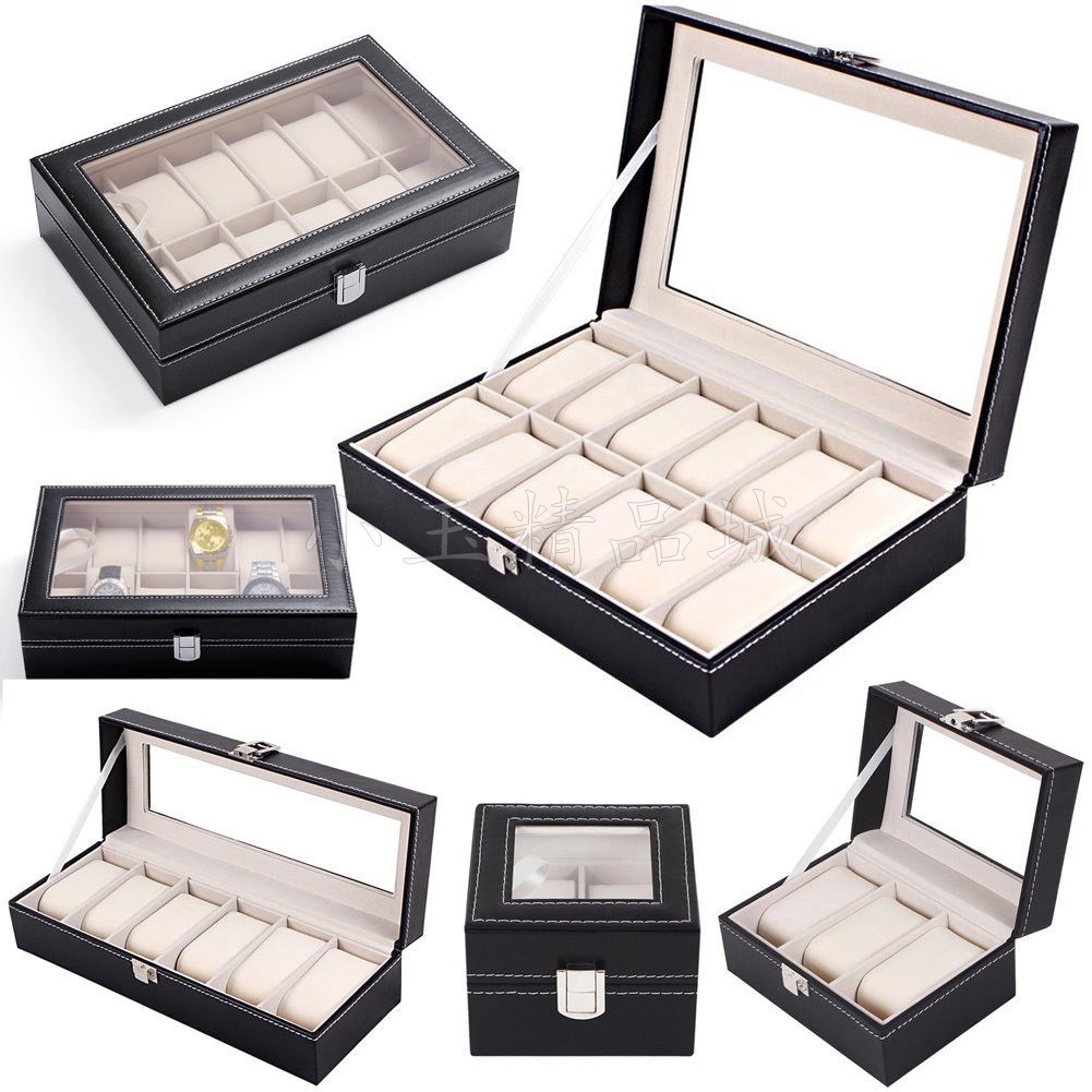 watch jewelry display storage holder case grids box gift