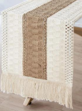 Splicing Burlap Table Runner Farmhouse Style, Boho Table Run