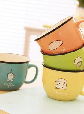 milk tea glass ceramic coffee mug cup cute cartoon spoon 杯