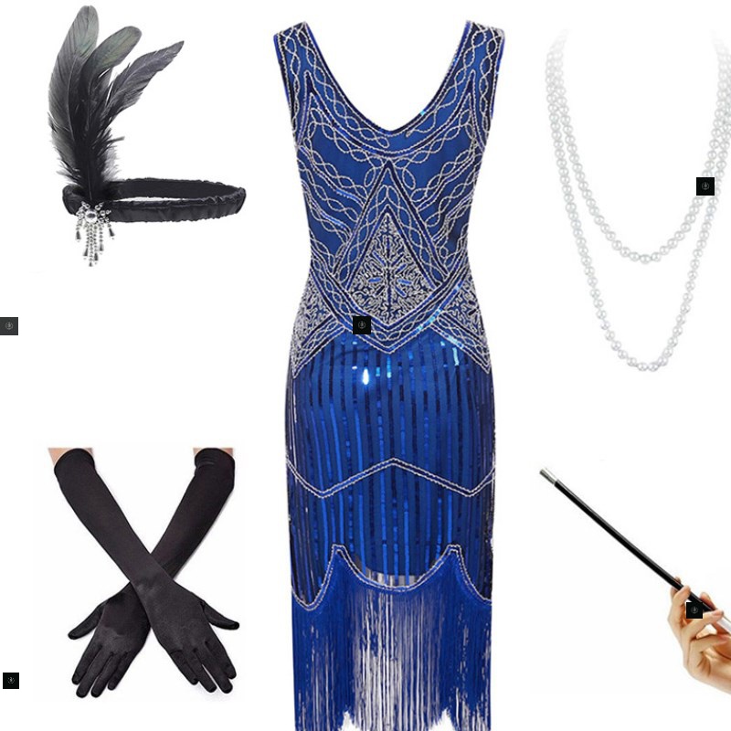Flapper Dress 20s Sequin Beaded Fringed Great Gatsby Dress