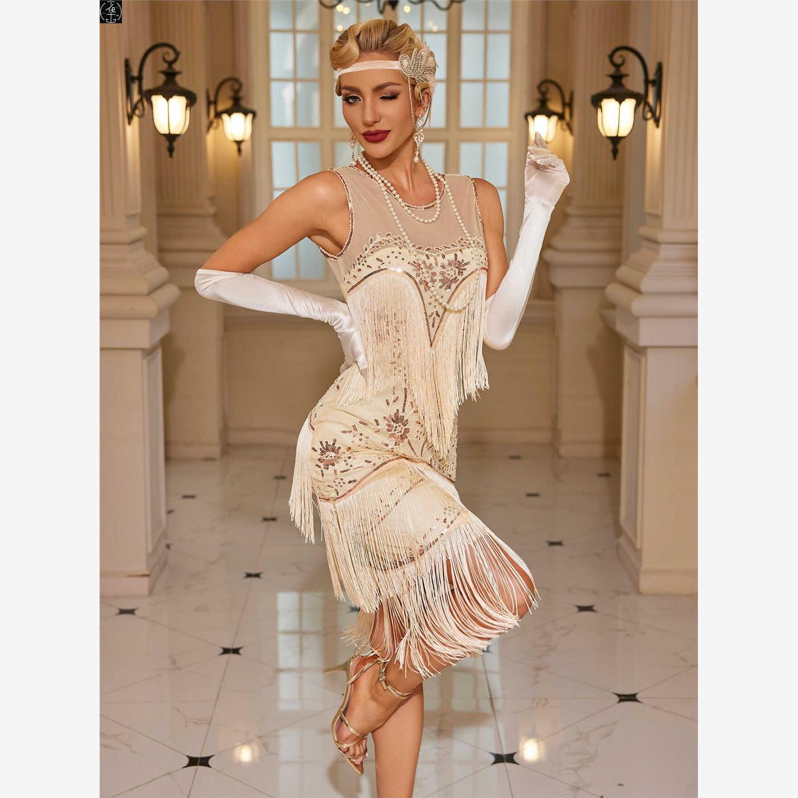 1920S覆古舞会刺绣流苏礼