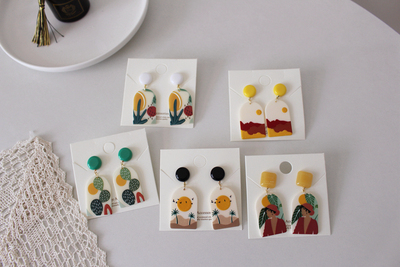 S925银针 韩国ins vantage复古彩色花朵耳钉少女耳环植物树叶