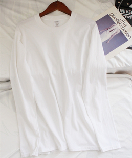 纯色情侣新款 白色长袖 男女时尚 打底衫 T恤bf黑 纯棉短袖 试衣间尾料