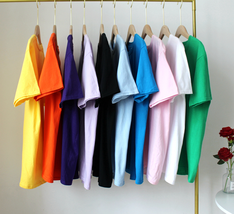 外贸 美式短袖T恤夏季纯棉男女纯白色上衣体恤全棉半袖ins潮流tee