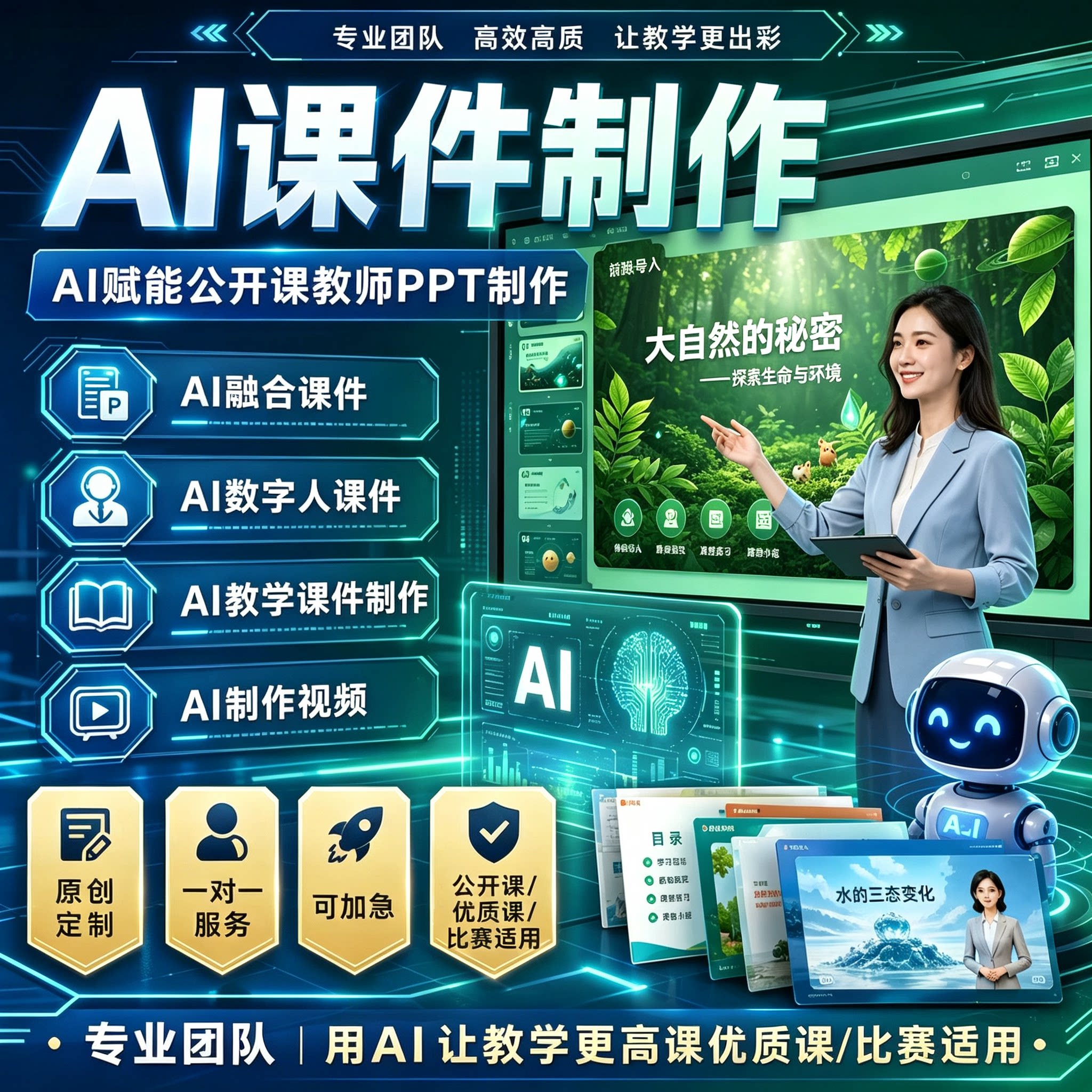 公开课定制ai教学课件ppt制作数字人微课说课稿比赛参赛希沃设计图片