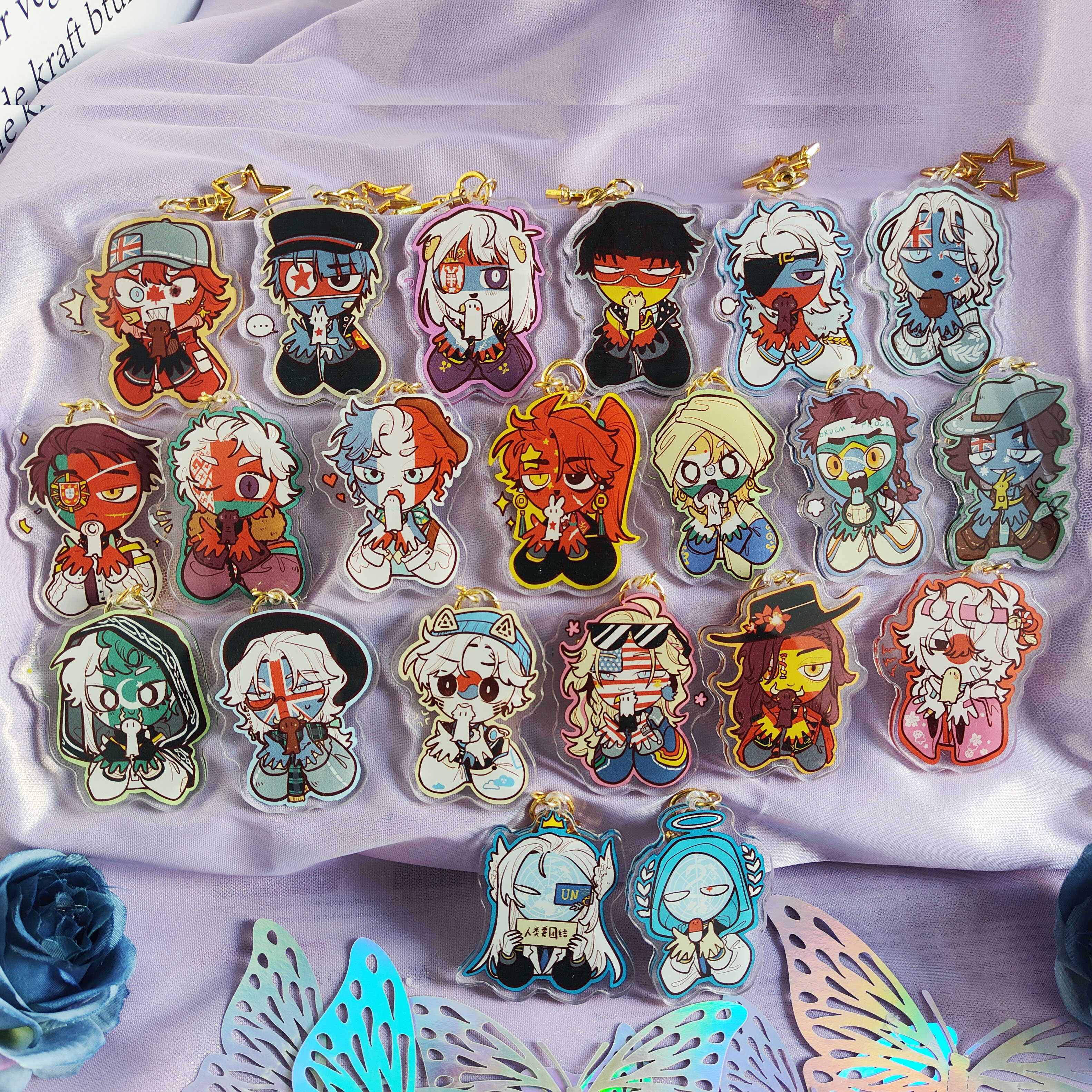 countryhumans ch国拟麻花妖言神瓷英法德俄周边挂件立牌双闪吧唧