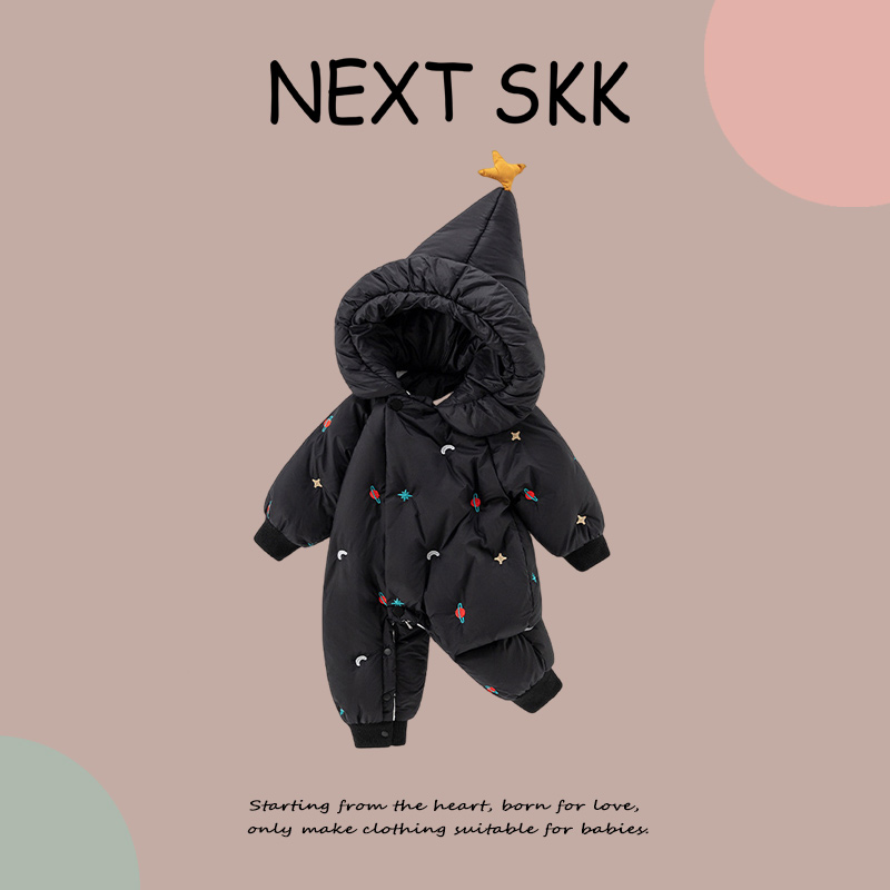 英国NEXT SKK冬季男女宝宝外出加厚保暖羽绒服婴儿可爱连体衣爬服