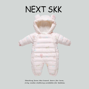 英国NEXT 宝宝连体羽绒服婴儿加厚爬服新生儿防风外出哈衣 SKK冬季