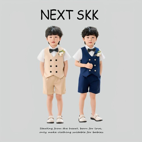 男童英伦西装礼服花童马甲套装