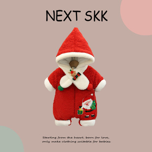 英国NEXT 婴儿圣诞可爱外出服加厚保暖男女宝宝连体衣爬服 SKK冬季