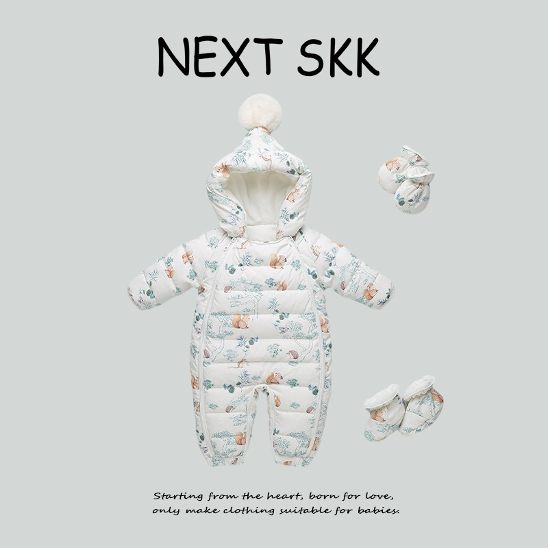 英国NEXT SKK冬季婴儿外出羽绒服连体衣幼儿洋气男女宝宝保暖冬装