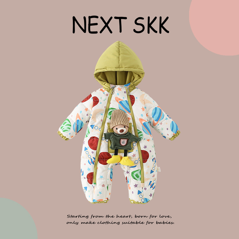英国NEXT SKK冬季婴幼儿外出服保暖羽绒服可爱男女宝宝加厚连体衣