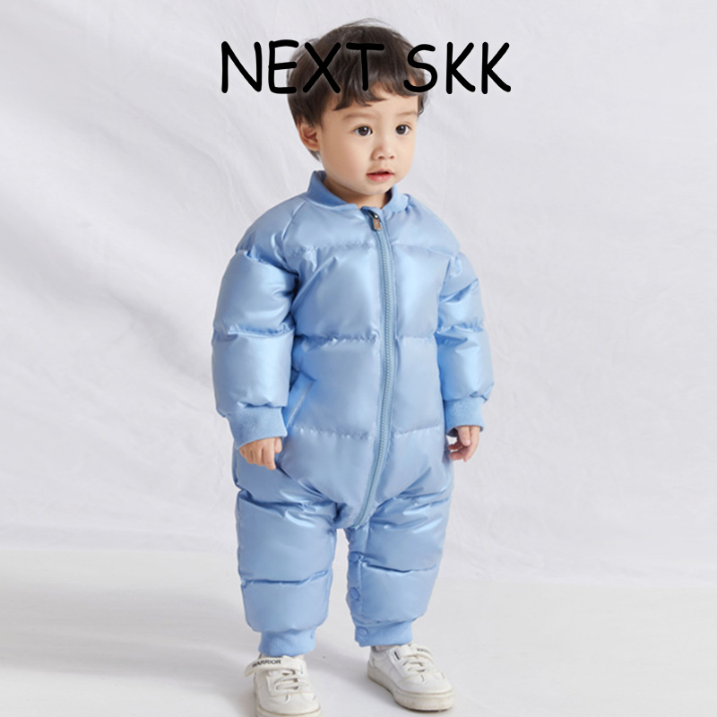 英国NEXT SKK冬季男女宝宝羽绒服外出纯色保暖婴儿白鸭绒连体哈衣