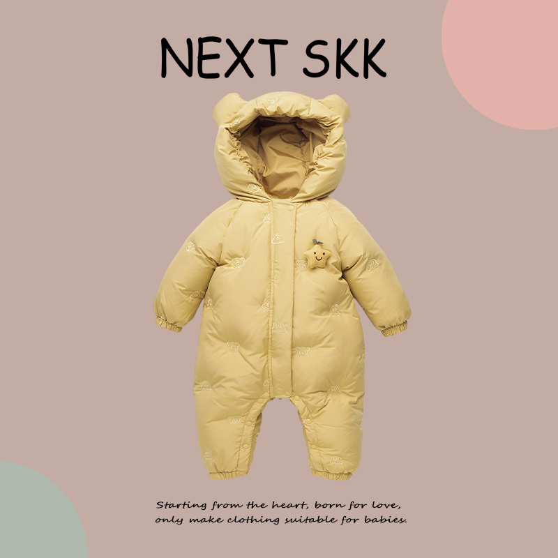 英国NEXT SKK婴幼儿羽绒服连体衣男女宝宝外出保暖冬装小月龄抱衣