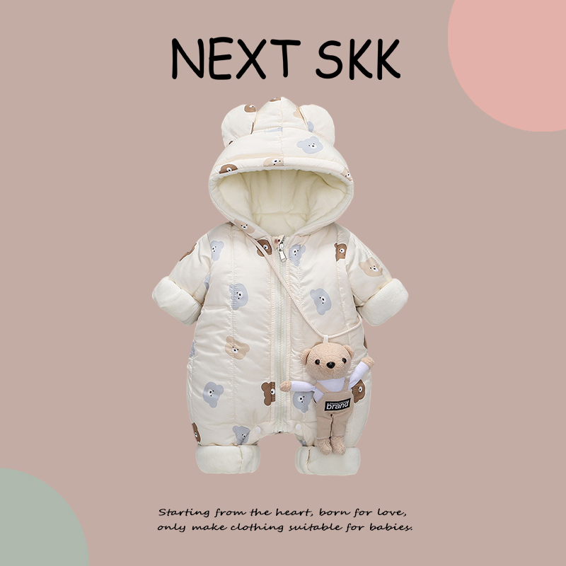 英国NEXT SKK婴儿外出服保暖连体衣男女宝宝冬季加厚可爱羽绒棉服