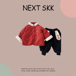 英国NEXT SKK男女宝宝拜年服套装冬季加厚羽绒棉服外套儿童新年服