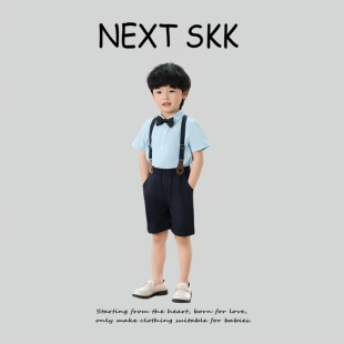 英国NEXT SKK男童短袖衬衫背带裤礼服主持西服周岁宝宝花童演出服