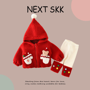 可爱连帽外套小宝宝外出保暖上衣 男女童圣诞套装 英国NEXT SKK冬季