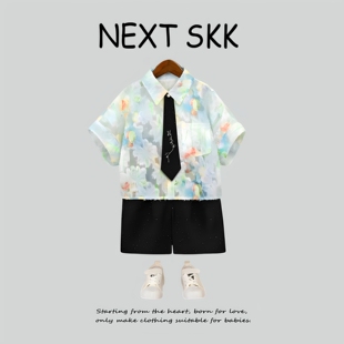 英国NEXT SKK男童短袖西服套装六一钢琴主持人演出服花童周岁礼服
