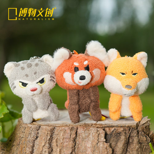 中国国家地理博物文创掌上动物园小熊猫兔狲藏狐毛绒包挂玩偶指偶