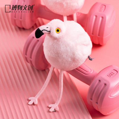 博物文创小圆宝系列大红鹳毛绒玩偶火烈鸟包包挂件挂饰生日礼物