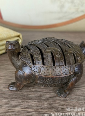 古玩做旧金钱龟香炉桌面摆件纳福乌龟高档工艺品招财中式家居装饰