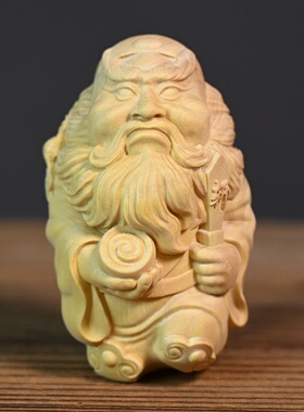 黄杨木雕刻钟馗像文玩手把件桌面摆件家居玄关装饰品木质工艺品