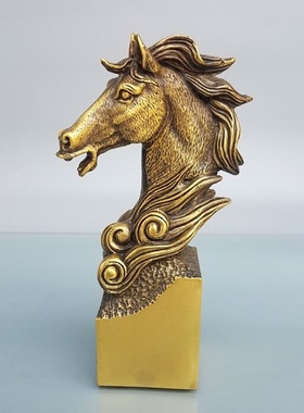 厂家直售黄铜生肖马印章家居客厅书房摆件黄铜马头印摆设工艺品