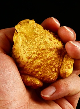 黄杨木雕文玩手把件招财进宝金蟾手工雕刻工艺品家居客厅摆件男