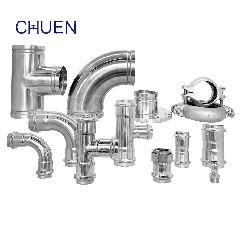 304不锈钢沟槽式拷贝林卡箍dn50 不锈钢薄壁高压沟槽卡箍管件