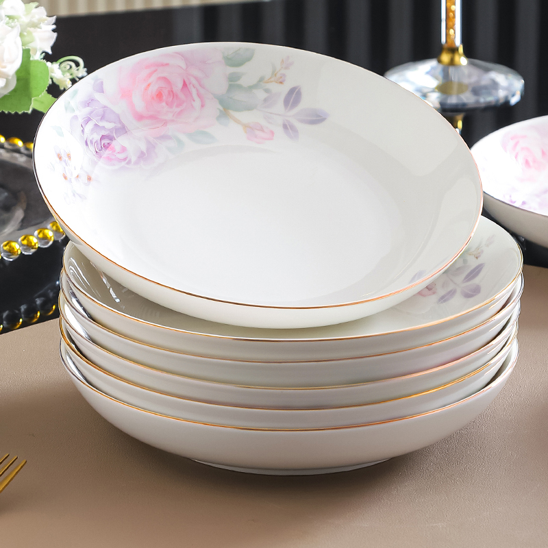 【时尚高颜值】金边陶瓷菜盘子