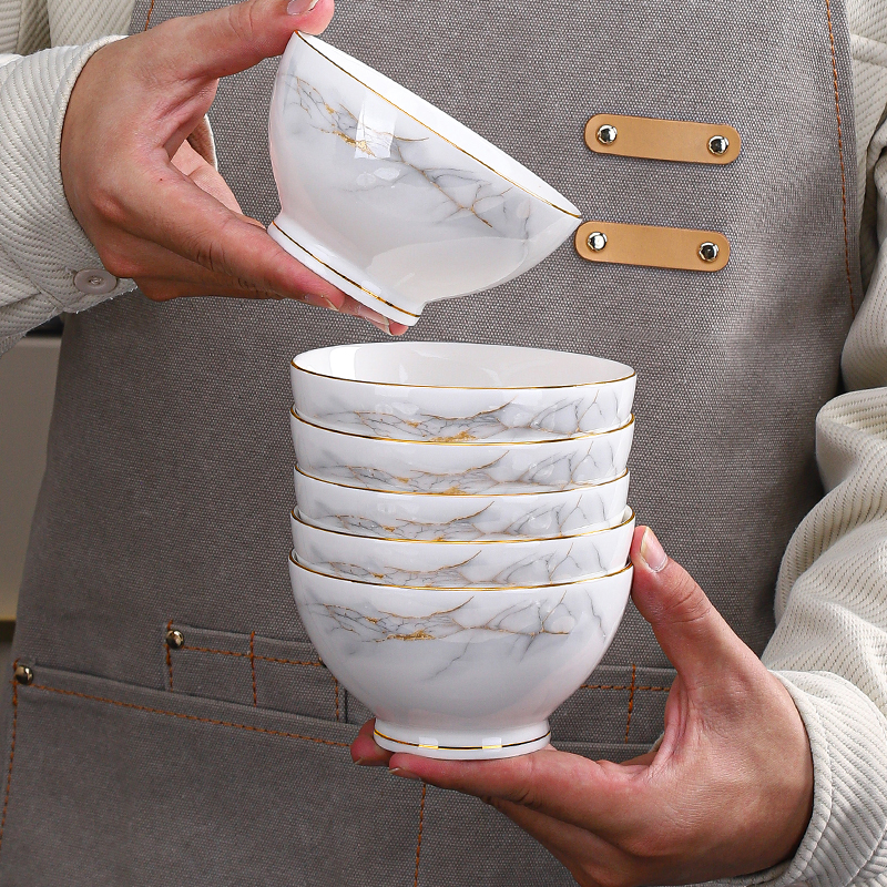 【金边高颜值】家用陶瓷吃饭碗