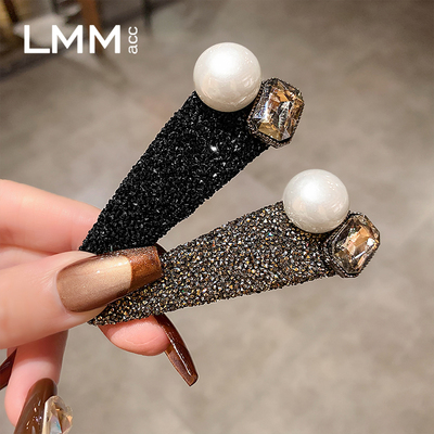 轻奢珍珠满钻刘海一字发夹