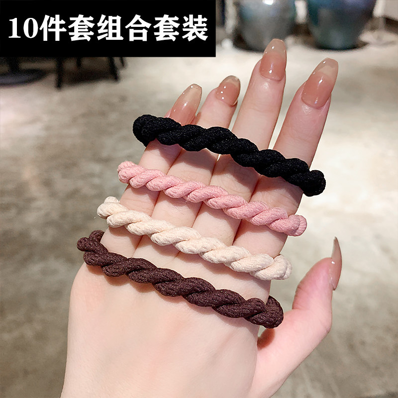 韩国麻花辫高弹力加粗皮筋女扎头发绳简约气质不伤发扎马尾发圈