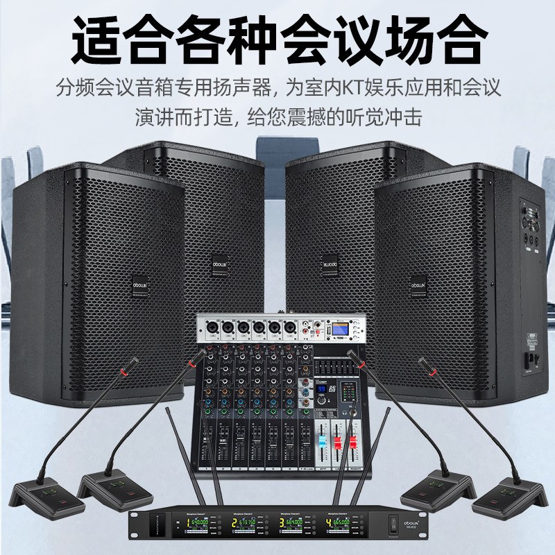 obolun 10寸有源音箱会议套装多媒体会议室舞蹈教学培训音响全套