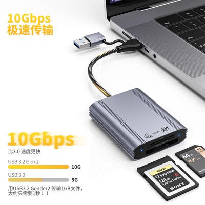 辣猫多功能cfb卡cfa卡读卡器Cexpress内存储卡usb3.2高速连接typec手机适用于苹果17华为索尼佳能相机4k8k