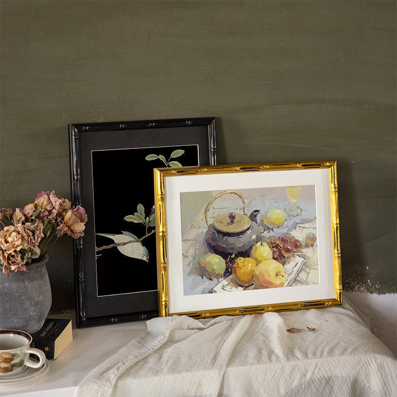 黑色竹节相框复古中式水彩油画照片字画空框装裱热卖画框