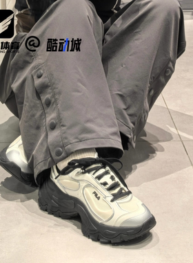 FILA斐乐鱼刺4代白黑女子厚底增高老爹鞋运动休闲鞋F12W521114FSB