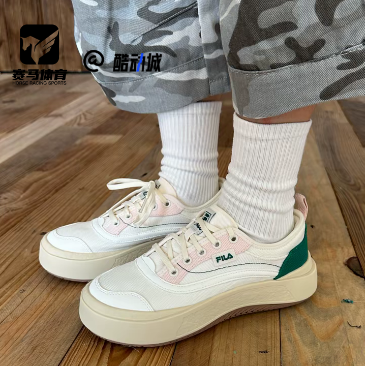 FILA斐乐水母鞋白绿女子舒适时尚百搭低帮帆布鞋F12W521302FGS