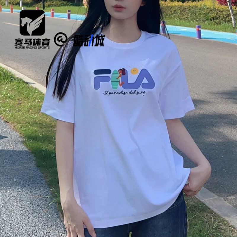 斐乐女子印花打底叠穿半袖T恤