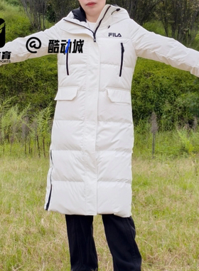 FILA斐乐 云菇白女子简约百搭时尚保暖连帽羽绒服F11W449906FWT