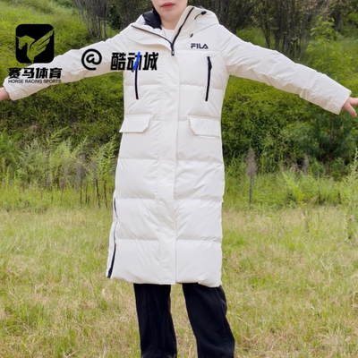 FILA云菇白女子保暖连帽羽绒服