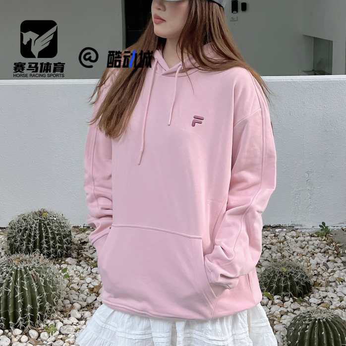 FILAFOB赤粉色女子休闲连帽卫衣