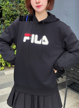 FILA斐乐 ORIGINALE黑色男女舒适百搭宽松加绒卫衣F51U549201F-BK