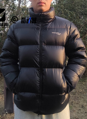 Saucony索康尼亮黑色男子立领防风保暖面包羽绒服SC2220002C-MT03