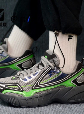 FILA斐乐领航者黑绿男子舒适耐磨低帮休闲跑步鞋T12M421601FSA