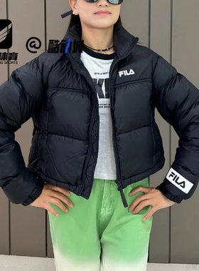 FILA斐乐 ORIGINALE黑色女子立领保暖防风羽绒服F51W349901F-BK