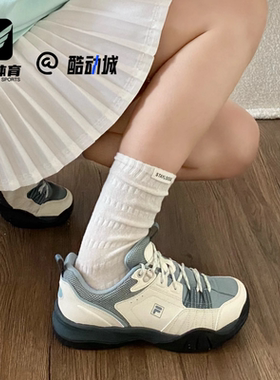 FILA斐乐 乐游鞋灰蓝银女子户外休闲鞋运动跑步鞋F12W522131FBS